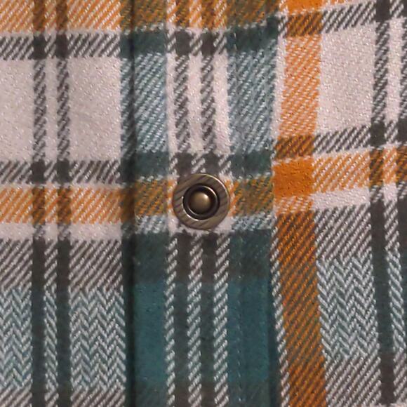 Prana Golden Canyon Flannel Soft Pine Plaid Layer Snaps Pocket Organic M New - Picture 3 of 16